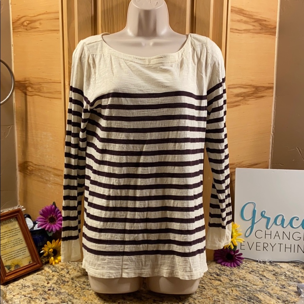 Loft long sleeve cream/black stripe top Large - Picture 2 of 16